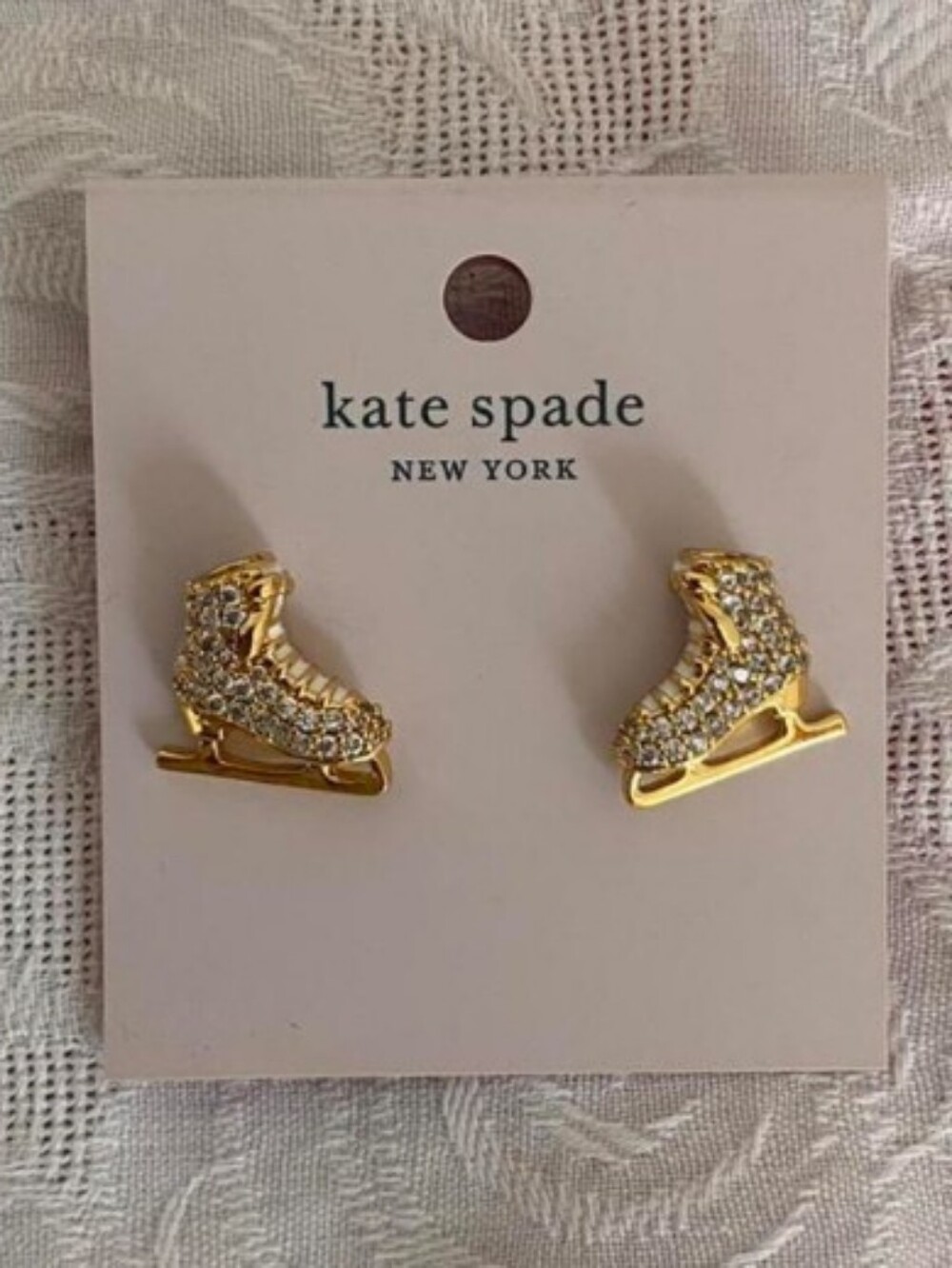 kate spade Gold Crystal Ice Skate Earrings